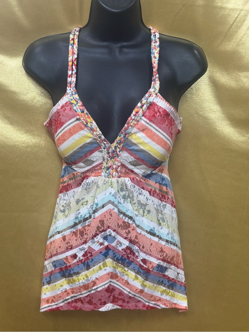 American Rag Multicolor Striped Handkerchief Hem Tank Top - Size M